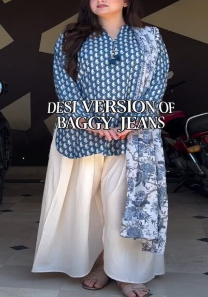 Bagru Print Comfort Baggy Palazzo Dupatta Set