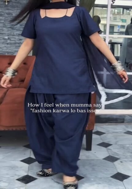 Navy Blossom Kurta Set